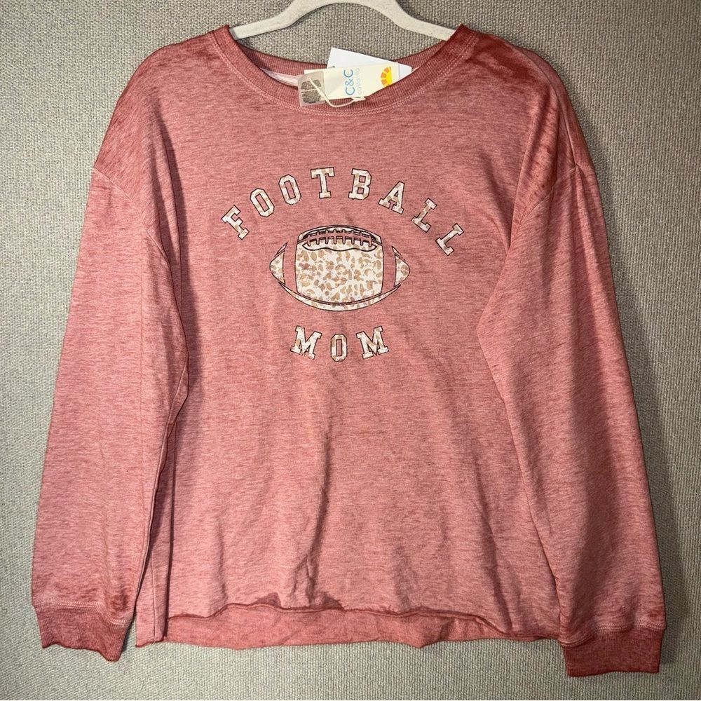C&C California size medium football mom animal print long sleeve top NWT